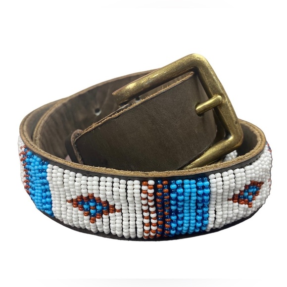 Aspiga Accessories - Aspiga Handcrafted Beaded Leather Boho 1.25” Belt